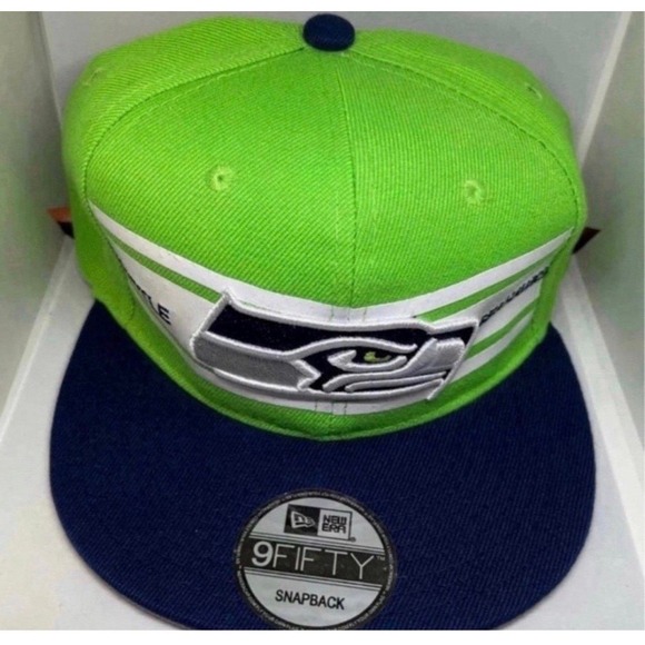 New Era Seattle Seahawks 9FIFTY Snapback Hat Neon Green NFL Cap - Picture 3 of 5